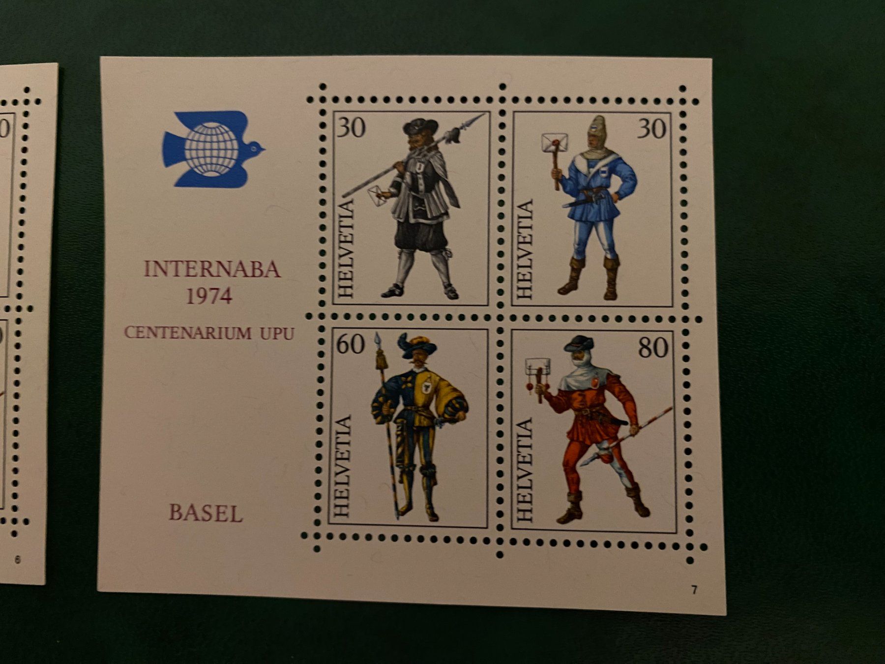 Tutti i francobolli: INTERNABA 1974 Basel Centenarium UPU 4er Block** und gestem – Usato da matten b. interlaken venduto da jfran17 1