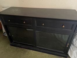 Sideboard Kommode Schwarz mit Schubladen & Schiebetüren