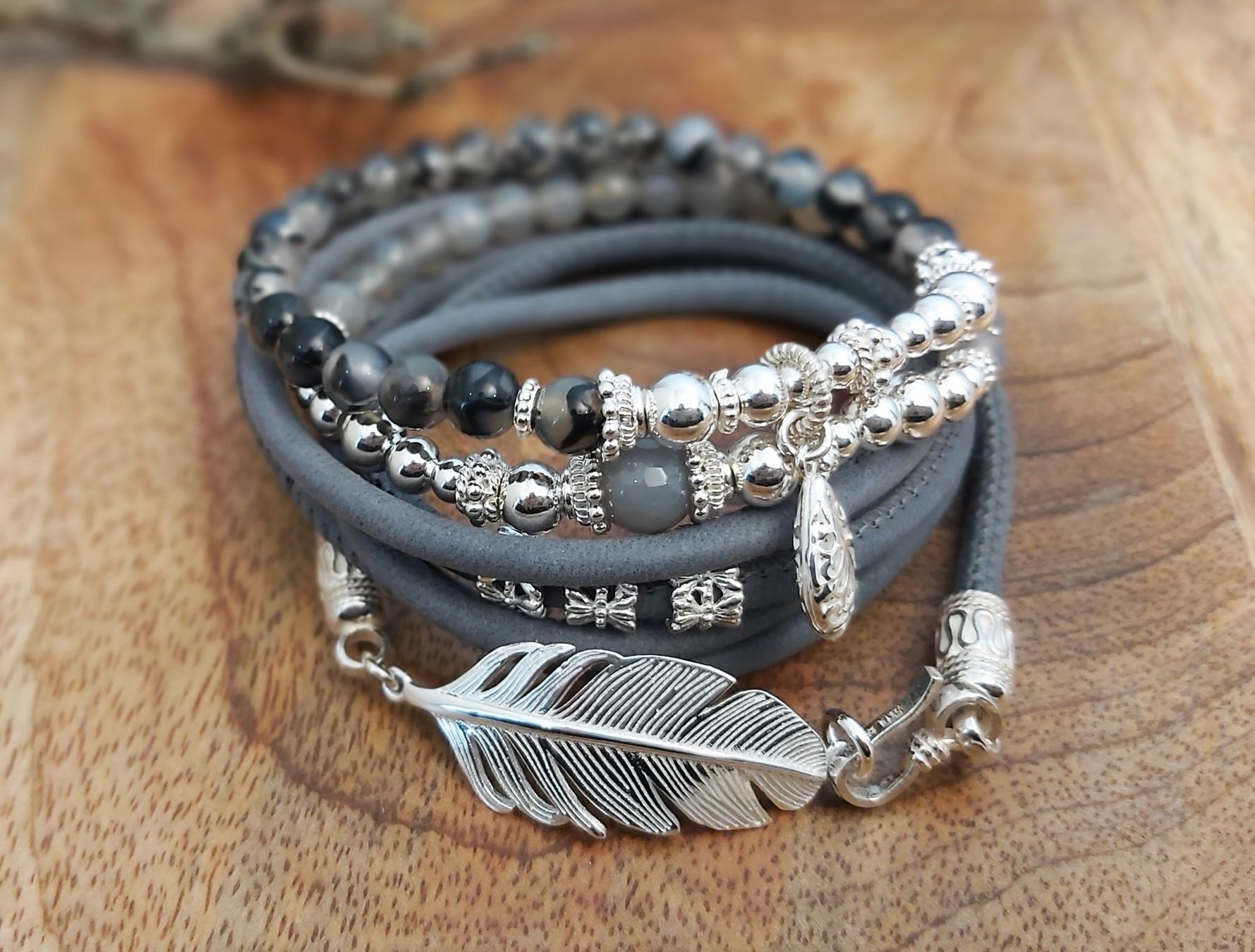 Bracciali & Braccialetti: VANESSA: Kombiarmband - grau – Nuovo e nell'imballaggio originale da Mühlethal venduto da nicita-modeschmuck