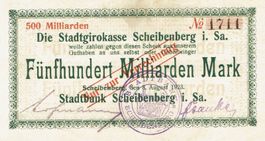 Scheibenberg 500 Mrd.Mark+Stempel+2U-Schriften VZ+-VZ++