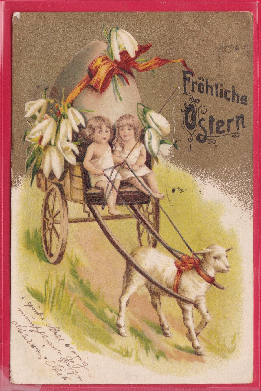 Cartoline postali: FRÖHLICHE OSTERN, 14.4.1906 – Usato da Oberrieden venduto da Gebirgsstelze
