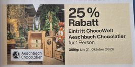 25% auf Eintritt ChocoWelt Aeschbach Chocolatier 4 Personen 