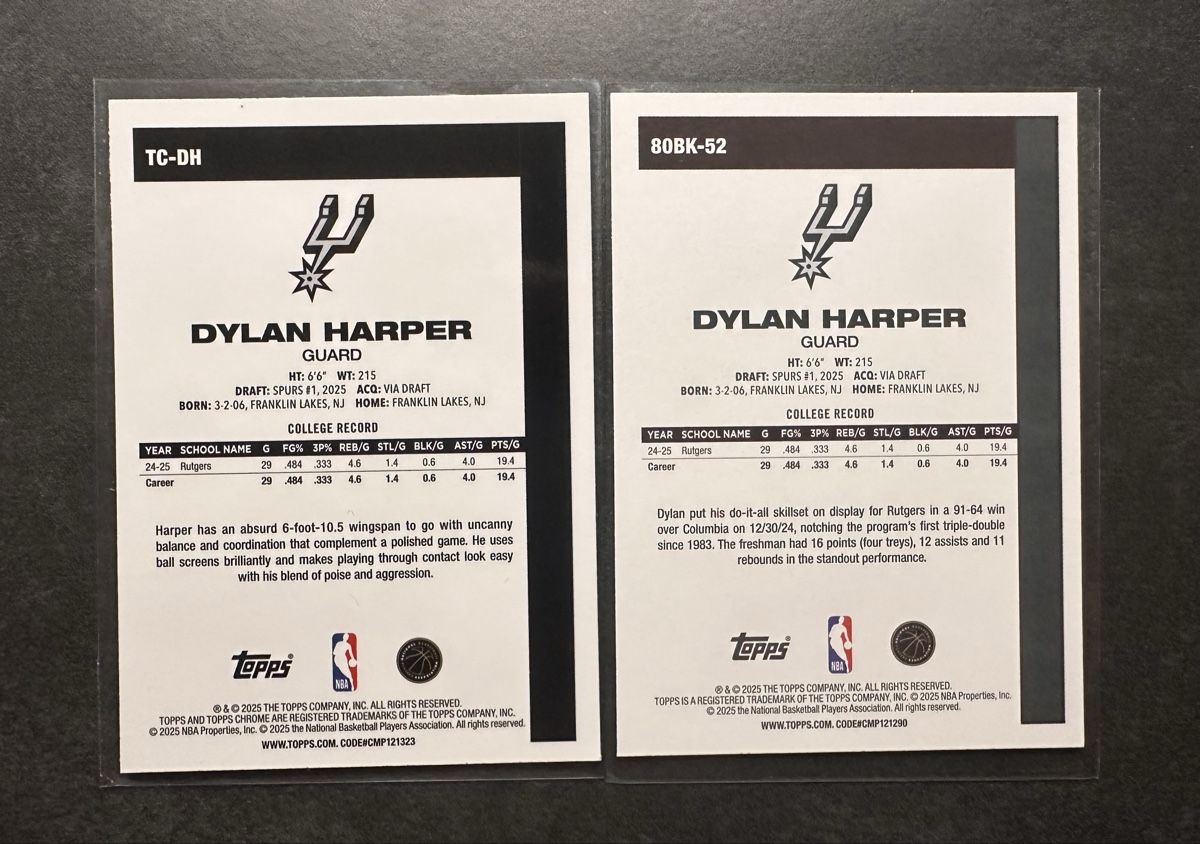 Topps Cartes à collectionner: Topps 2025-26 1980-81 Chrome Mojo Refractor Dylan Harper – Neuf (Voir description) à Walliswil b.Wangen par Swiss-Trading-Bros 1
