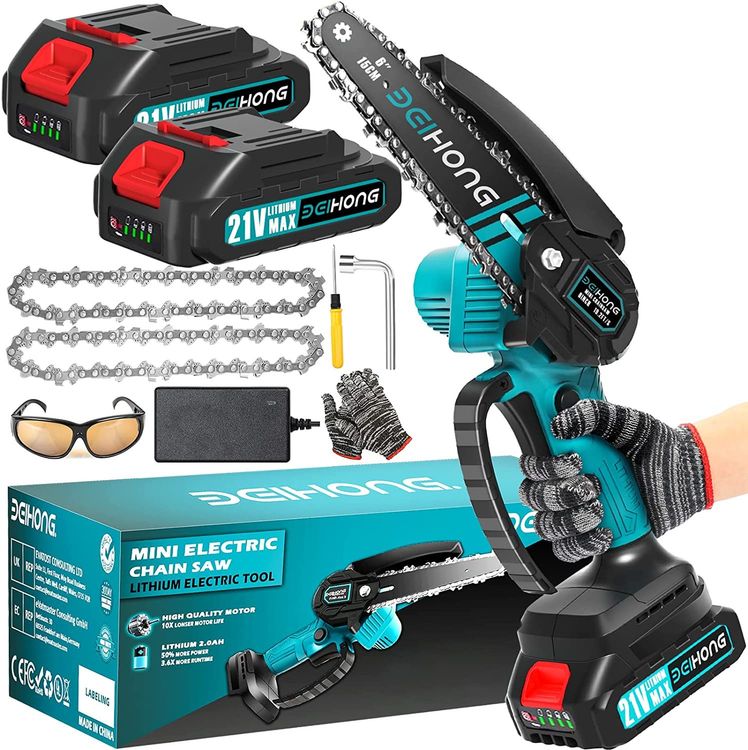 Akku Kettensäge, 6 Zoll Mini Kettensäge Mit 1000W Bürstenloser Motor