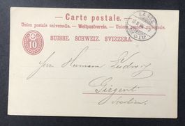 ANTIKE POSTKARTE SCHWEIZ 1884