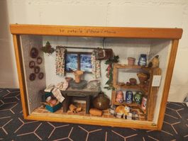 Diorama La poterie d'Anna-Maria aus Holz mit Details31x21 cm