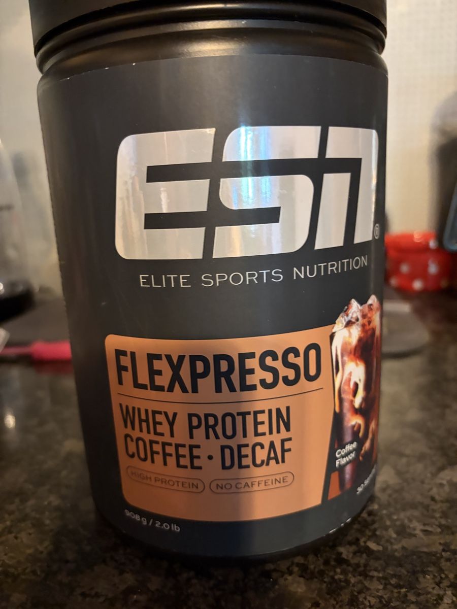 Esn Lebensmittel & Spezialitäten: ESN Flexpresso Whey Protein Coffee Decaf 908g Dose (3/4) – Gebraucht aus Wiler b. Seedorf von Suenneli1980
