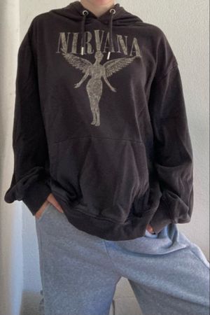 Hoodie Nirvana Grösse L dunkelgrau Pullover Kapuzenpullover