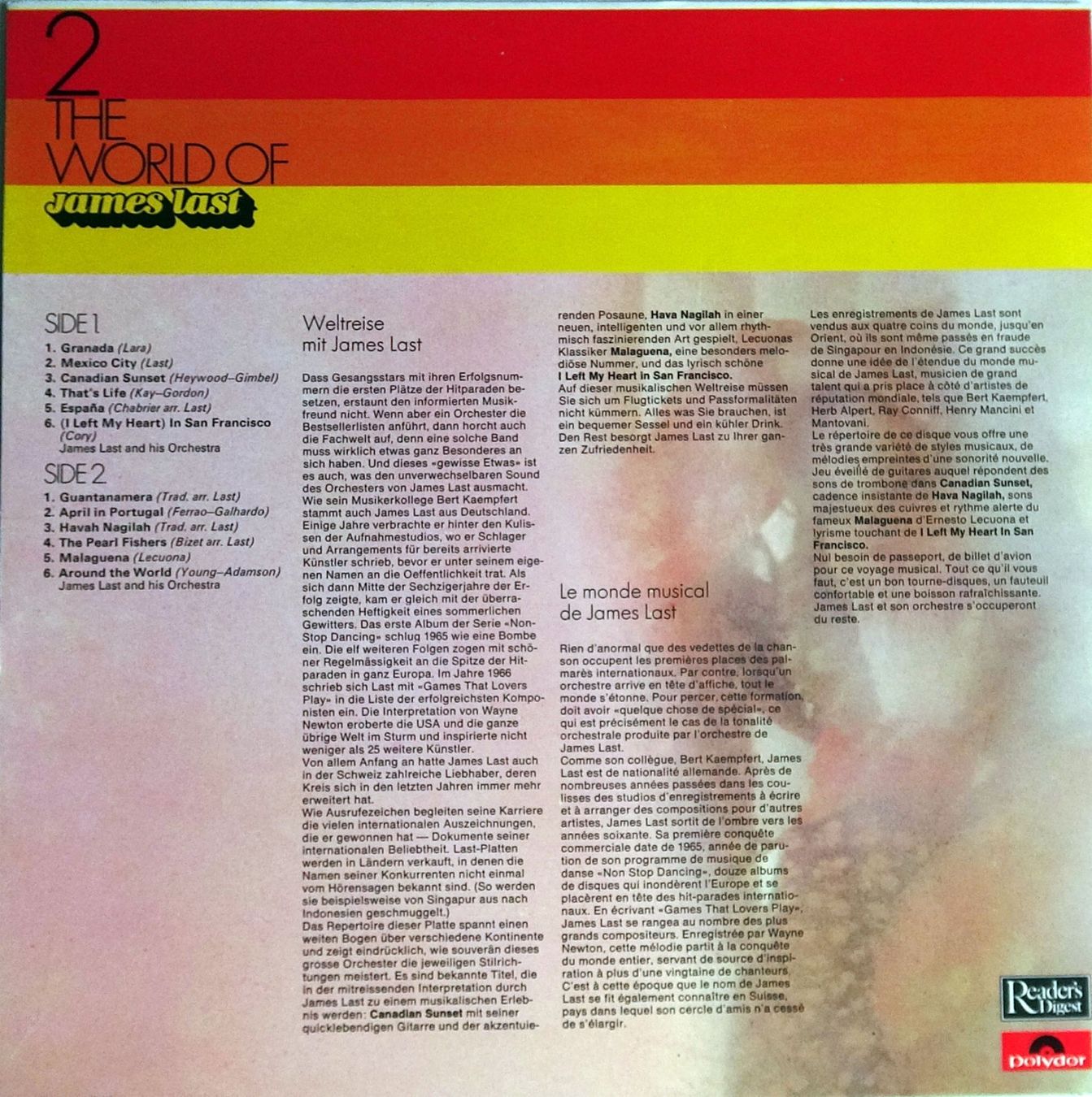 Dischi in vinile: Coffret reader's Digest de James Last  et Bert Kaempfert – Usato da Petit-Lancy venduto da Pimose 5