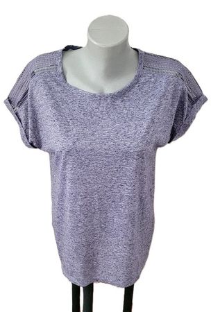 meliertes T-Shirt mit Spitze und Leinenanteil Gr. S