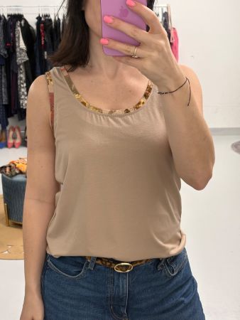 Gollehaug Top Beige mit Muster 40 Viskose