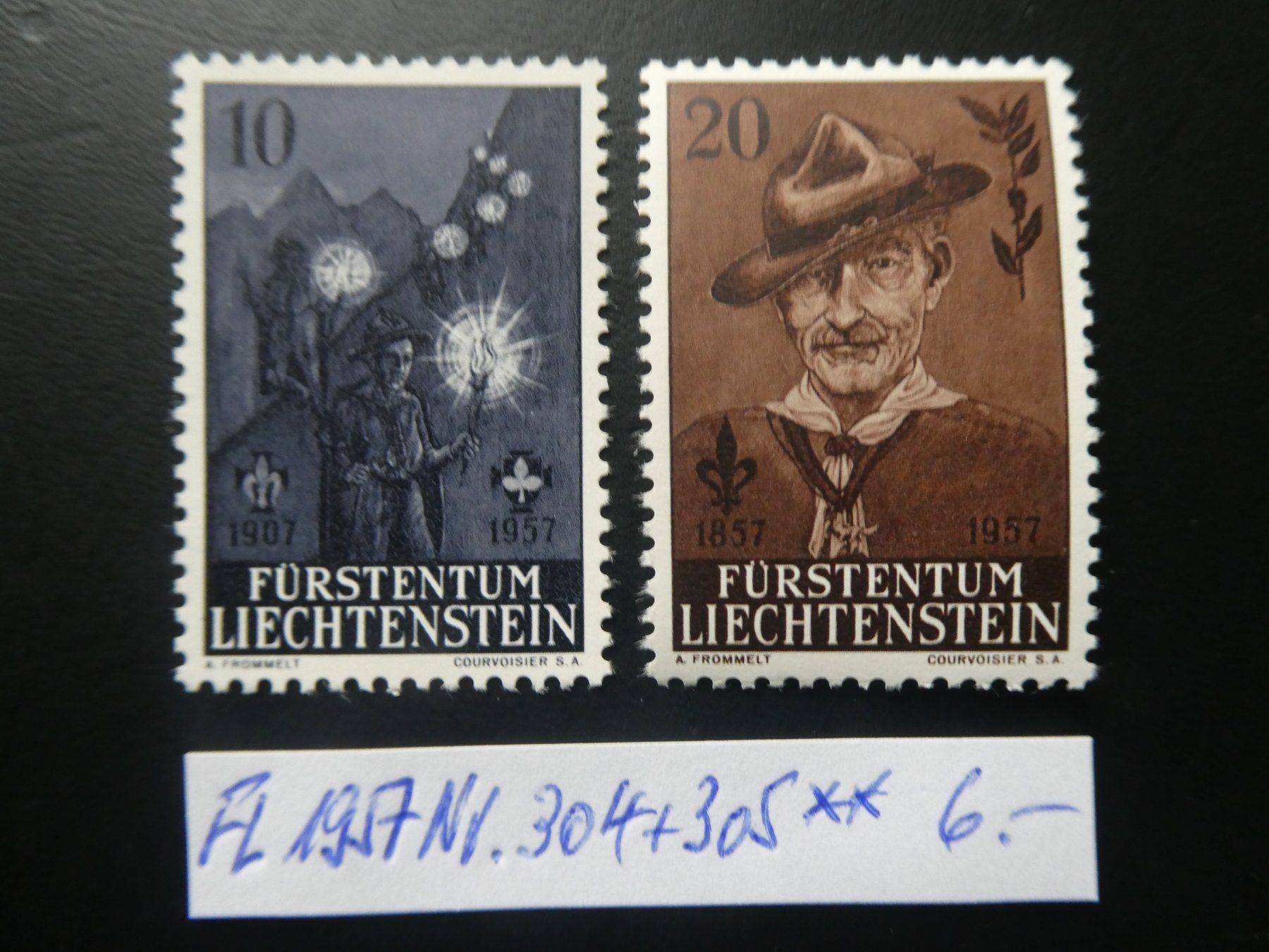 Tutti i francobolli: FL 1957 Nr.304+305 postfrisch ** – Usato da Lausen venduto da Herbamare01