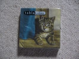 Servietten table colors hübsches Tigerli Büsi liegend neu