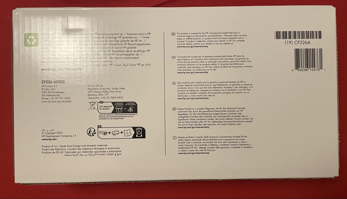 Hewlett Packard Cartucce per stampanti & toner: HP LaserJet 26A CF226A Toner Schwarz – Nuovo e nell'imballaggio originale da Liebefeld venduto da sandrajoseph 1