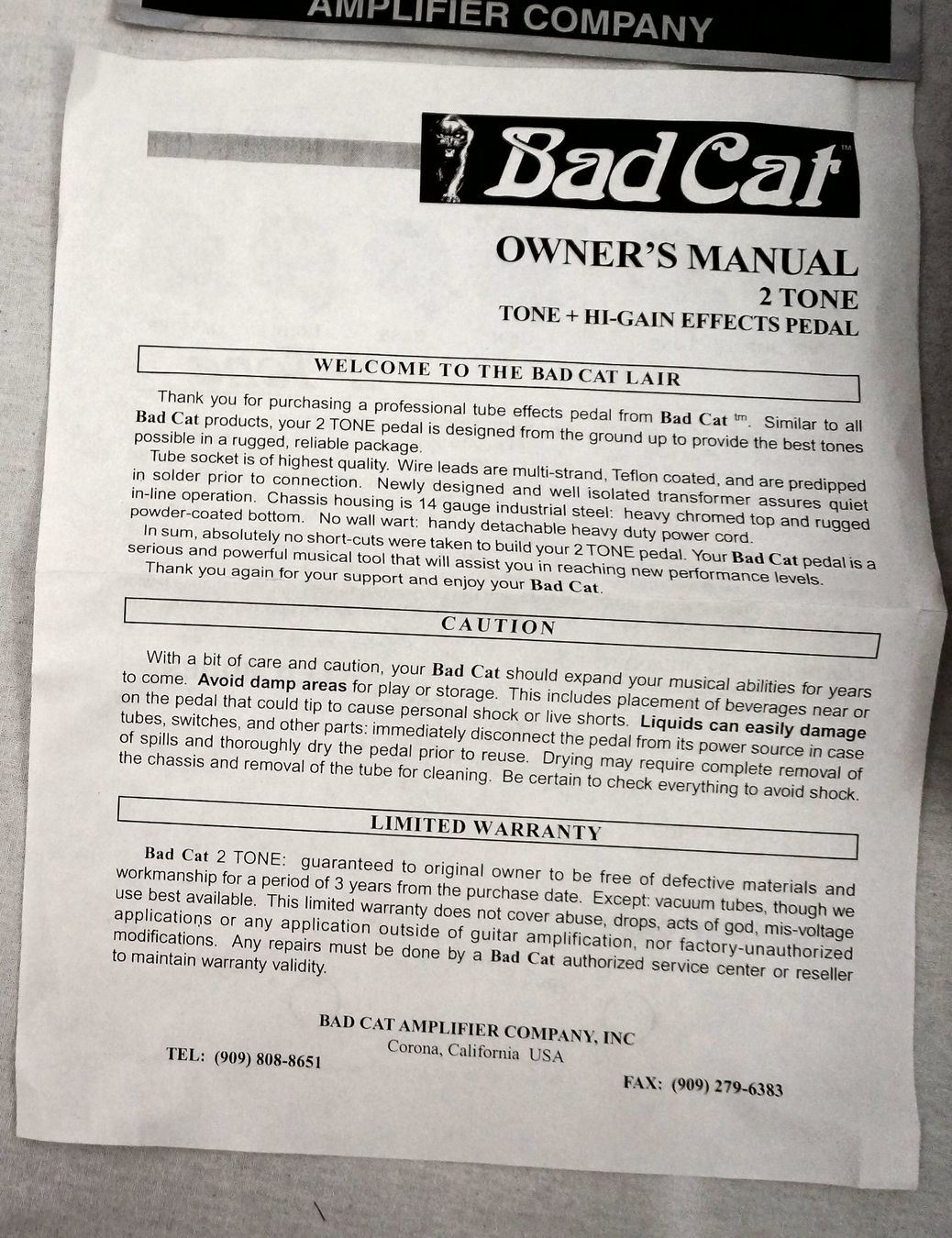 Strumenti musicali: VINTAGE STUFF Bad Cat Amplifiers 2-Tone FX Pedal – Usato da Zofingen venduto da Rodeln 1