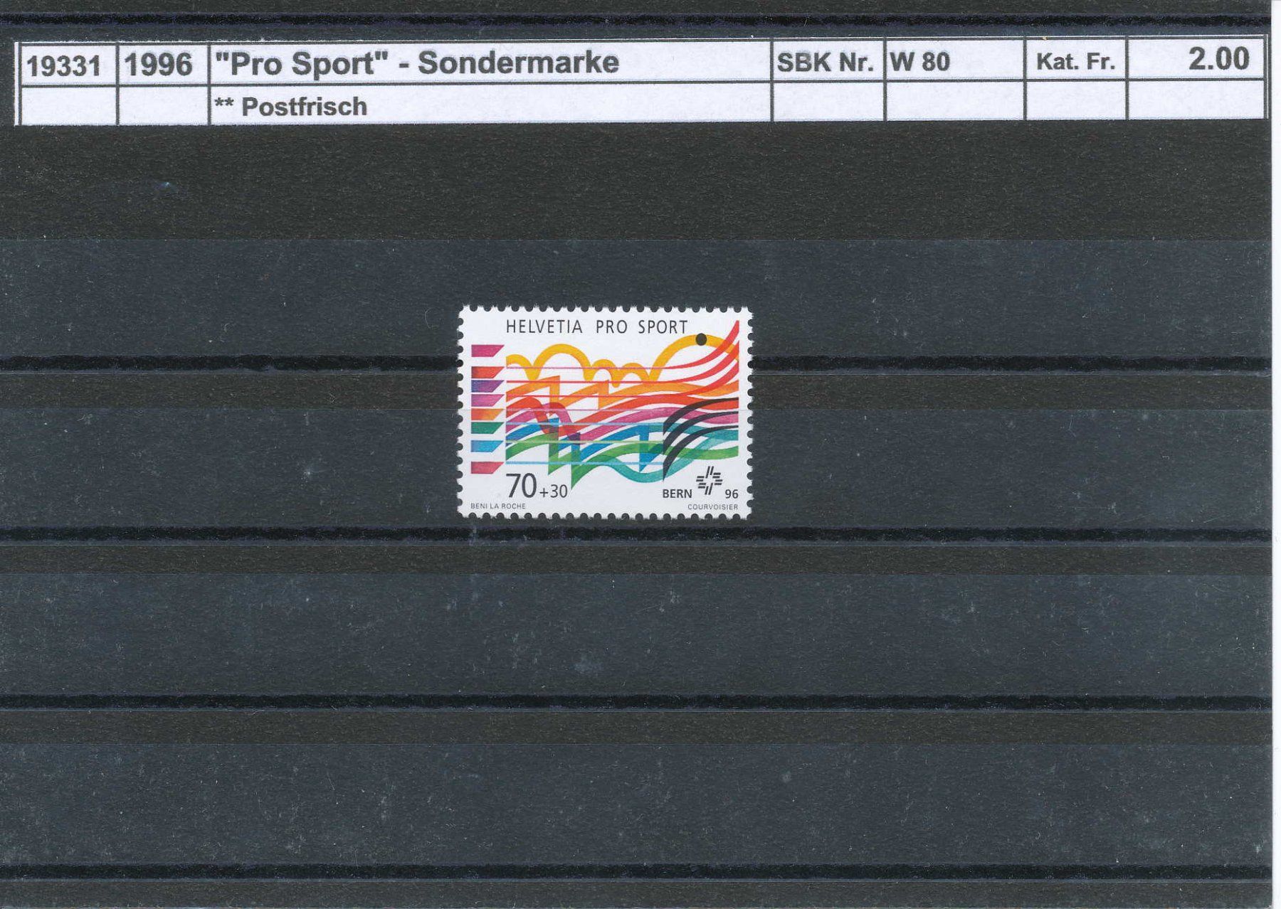 Tutti i francobolli: 1996 "Pro Sport", ** postfrisch – Nuovo (secondo la descrizione) da Winterthur venduto da Zupogeru