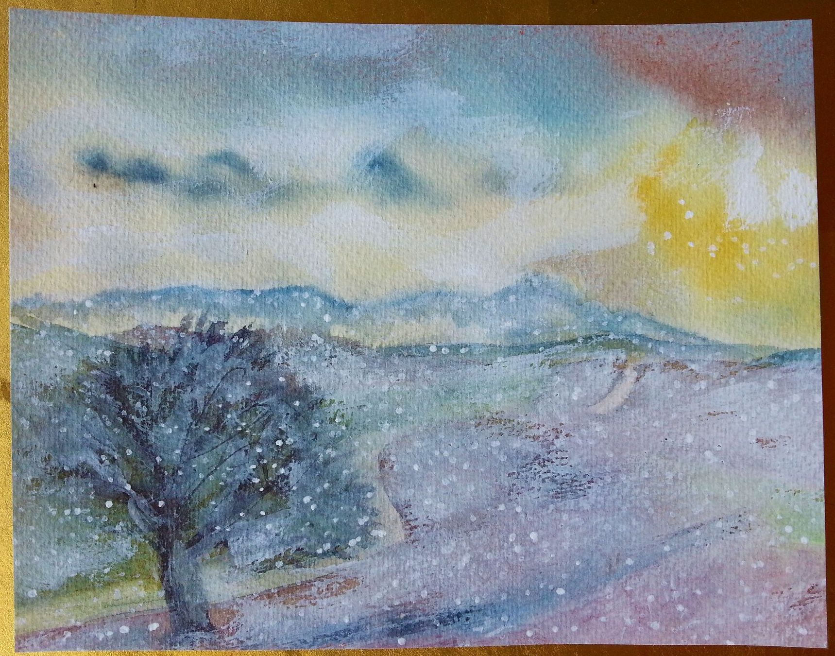 Dipinti: Bild Gemälde Aquarell: Winterlandschaft, 1980-1990 – Usato da Oberriet SG venduto da ganesh435
