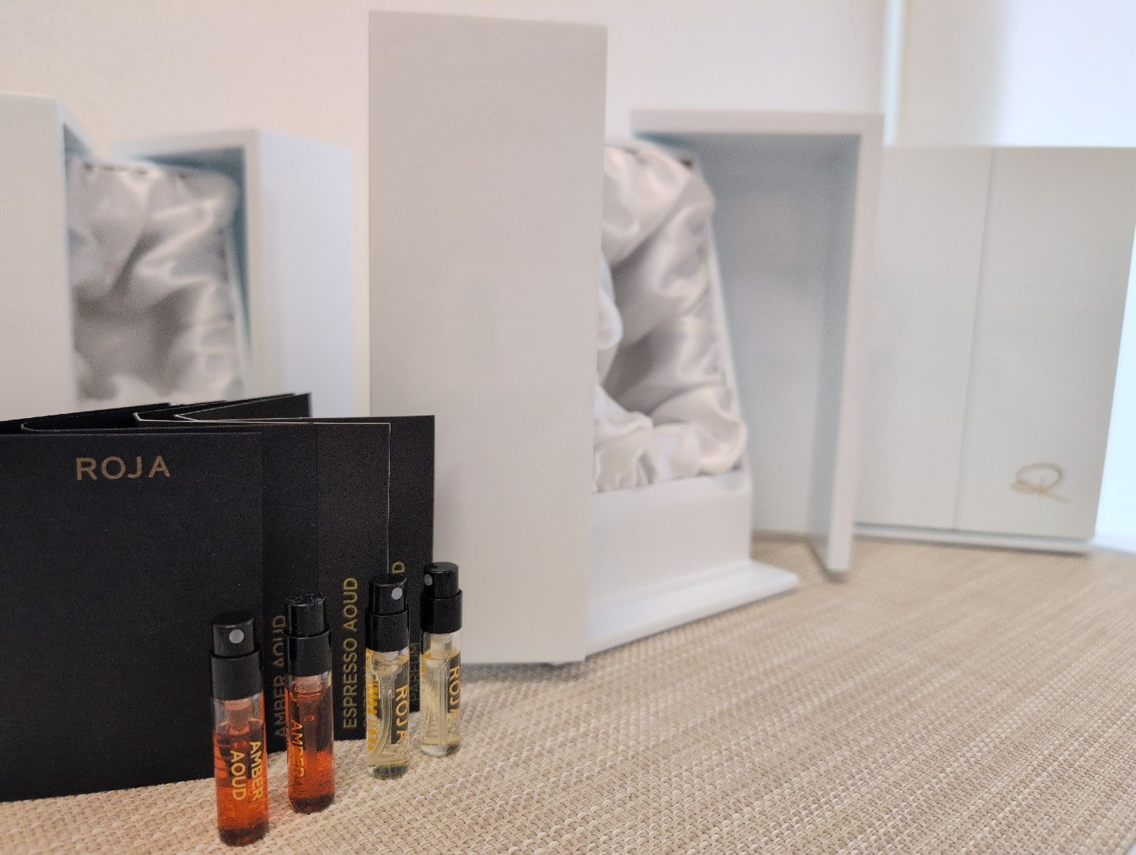 Roja Parfum & Eau de Toilette: Roja Parfum, 3 neue Boxen, je 2 Tester Espresso/Amber Aoud, – Neu und originalverpackt aus Zürich von rom_zh