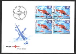 FDC 1040 Viererblock 50 Jahre Rega ET Zürich 12.3.2002