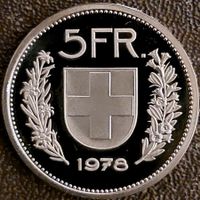 5 Franken 1978 pp / aus Münzsatz / in einer Münzkapsel