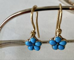 Ohrhänger Gold 750 und 333 mit blauem Blumen Motiv klein