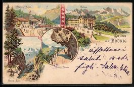 Litho Brünig, Kurhaus, Bahnhof-Buffet, 