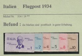 Italien-  Flugpost 1934 , Nr.514/19 postfrisch **
