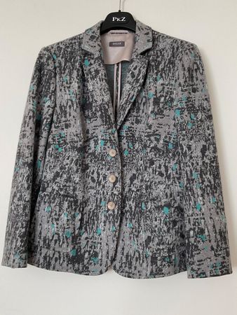 BASLER leichter Wolle Blazer Gr 42 grau/türkis neuwertig