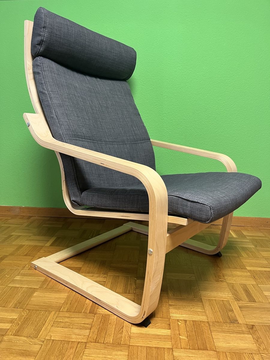 Ikea Poltrone: POÄNG Sessel und Hocker, Birkenfurnier/Hillared anthrazit – Nuovo (secondo la descrizione) da Subingen venduto da Jordano01 4