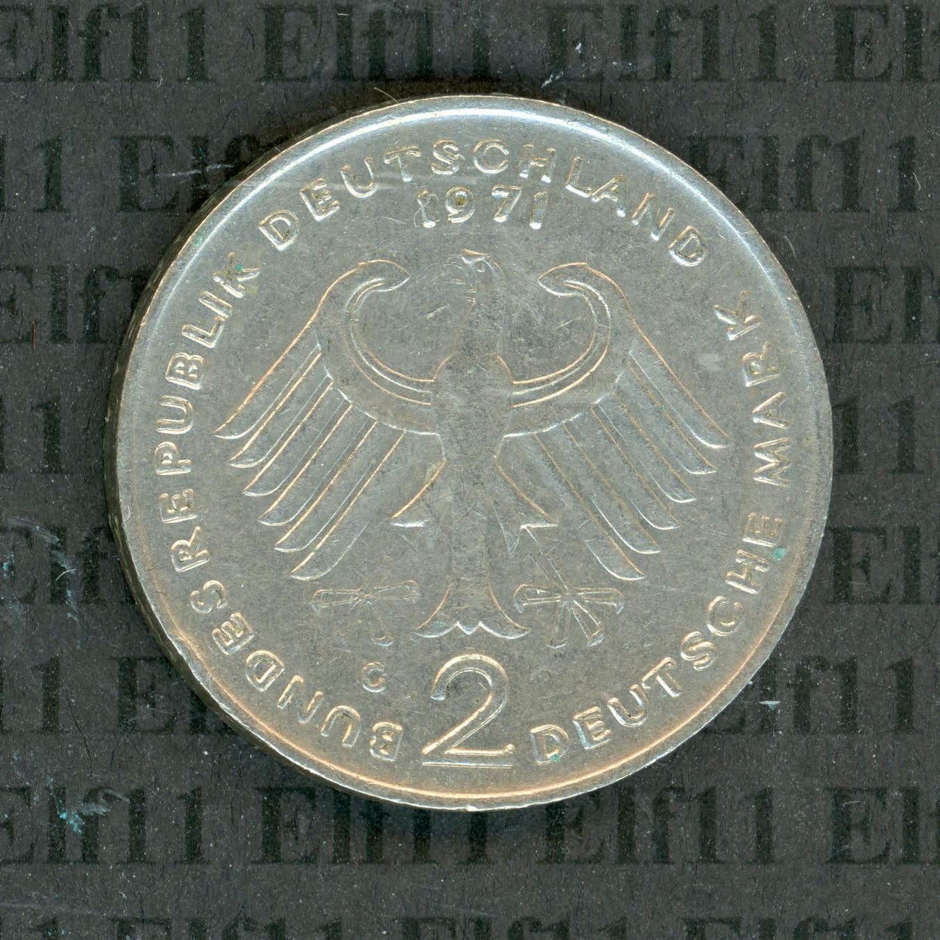 Tutti le monete: DEM___2.00 1971G Adenauer -vz 2 Deutsche Mark – Usato da Widnau venduto da Elf11