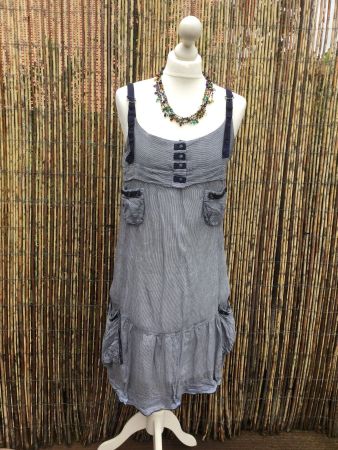 Robe rayée bleu marine ANIMALE, taille M, 23% SOIE