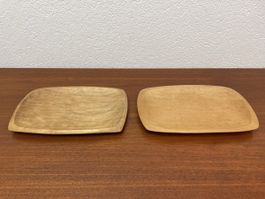 2x geschnitzte Holzschale organisch vintage Holz Schalen