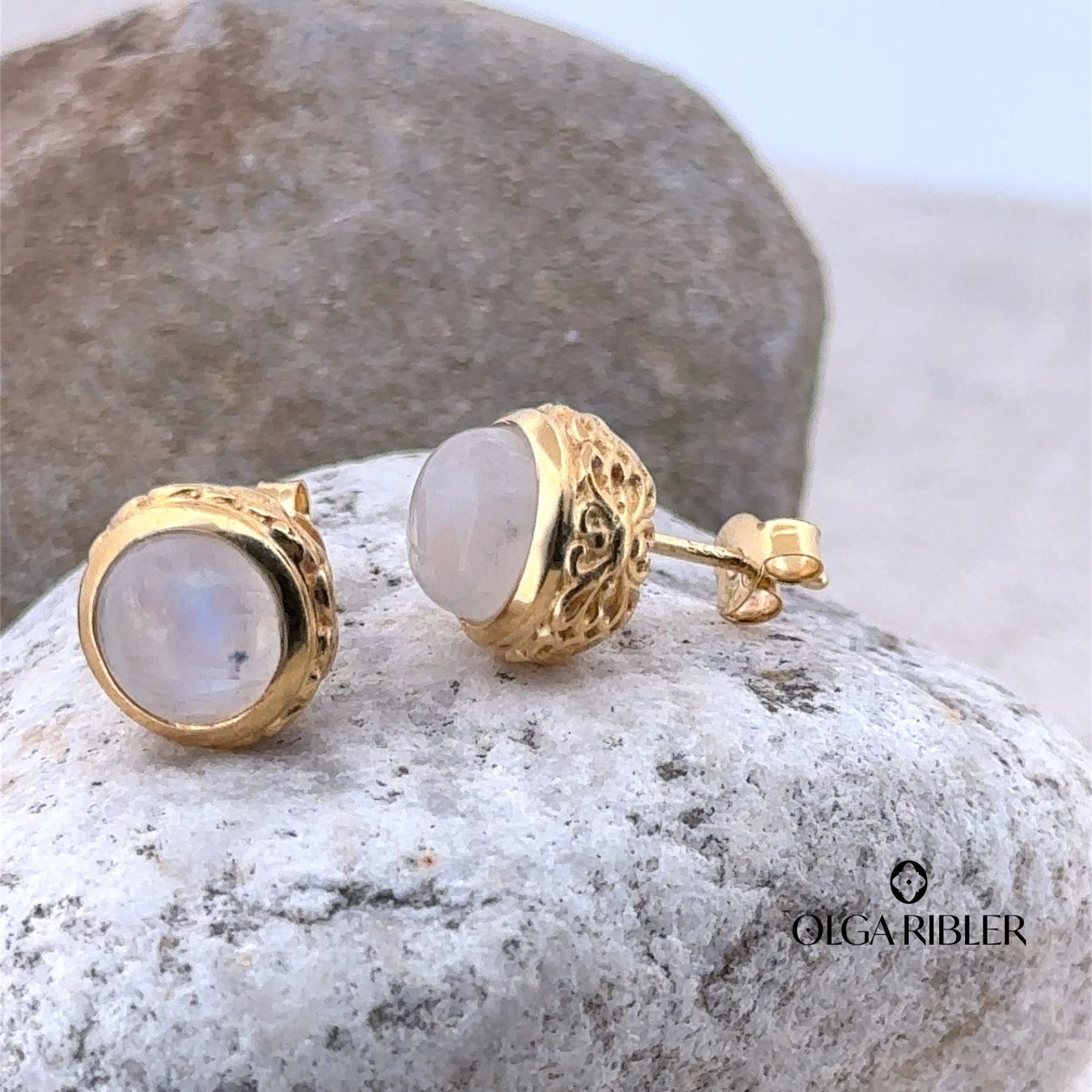 Olga Ribler Orecchini pendenti & Orecchini a lobo: Sterling Silber 925 Ohrstecker mit Mondstein – Nuovo (secondo la descrizione) da Luzern venduto da Schmuckoutlet 5