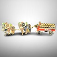 🍺Hürlimann Bier Pin 🍻Rarität 3-teilig Pferde Wagen Vintage