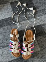Sommer Sandalen mit Schnürung Gr 35 Rosa Weiss
