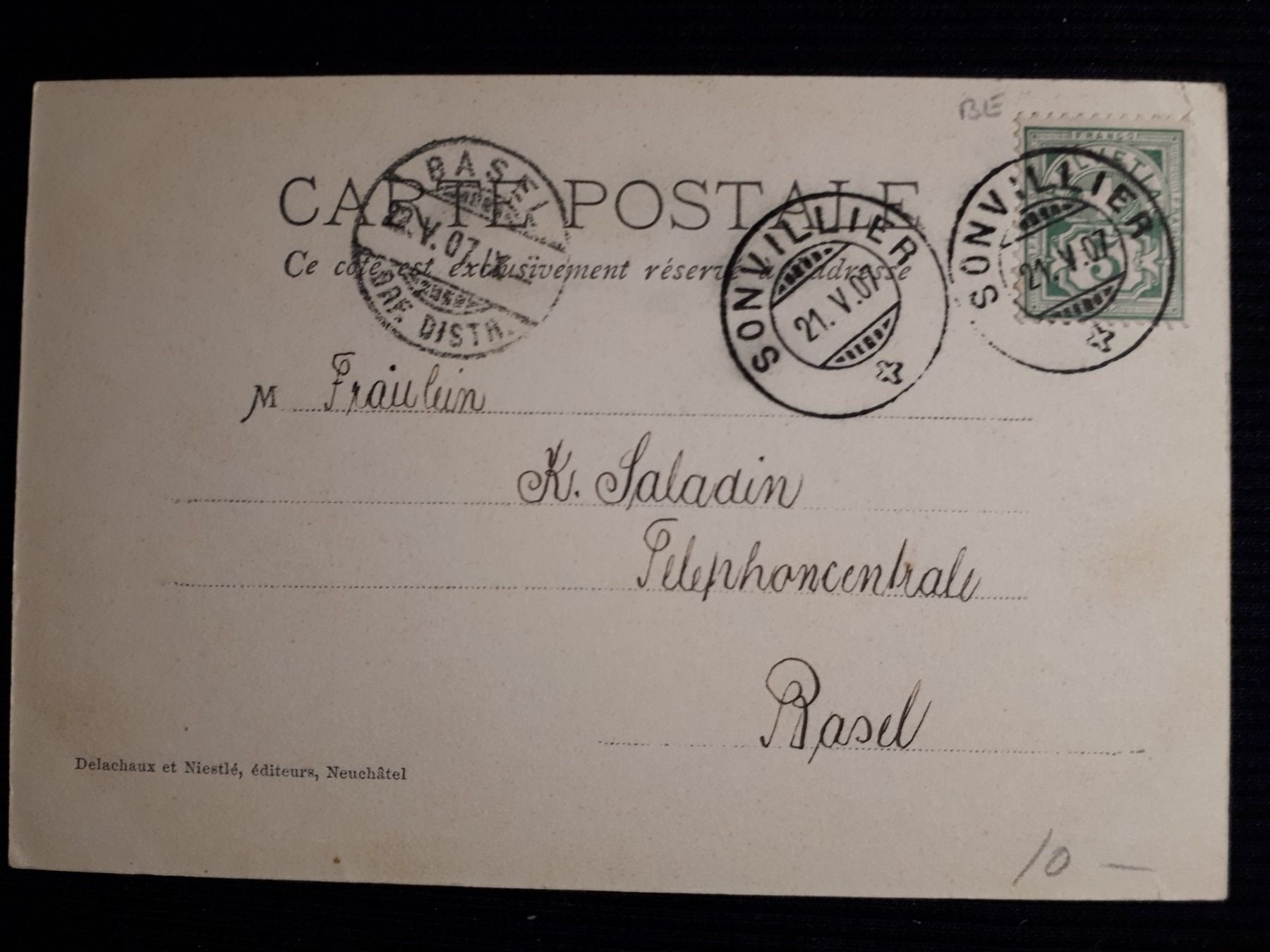 Cartoline postali: SONVILIER 1907 - KLEINEN MANGELN – Usato da Ponto Valentino venduto da giorgia06 1