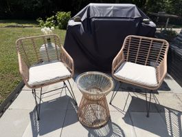 Gartenset mit Kissen neuwertig