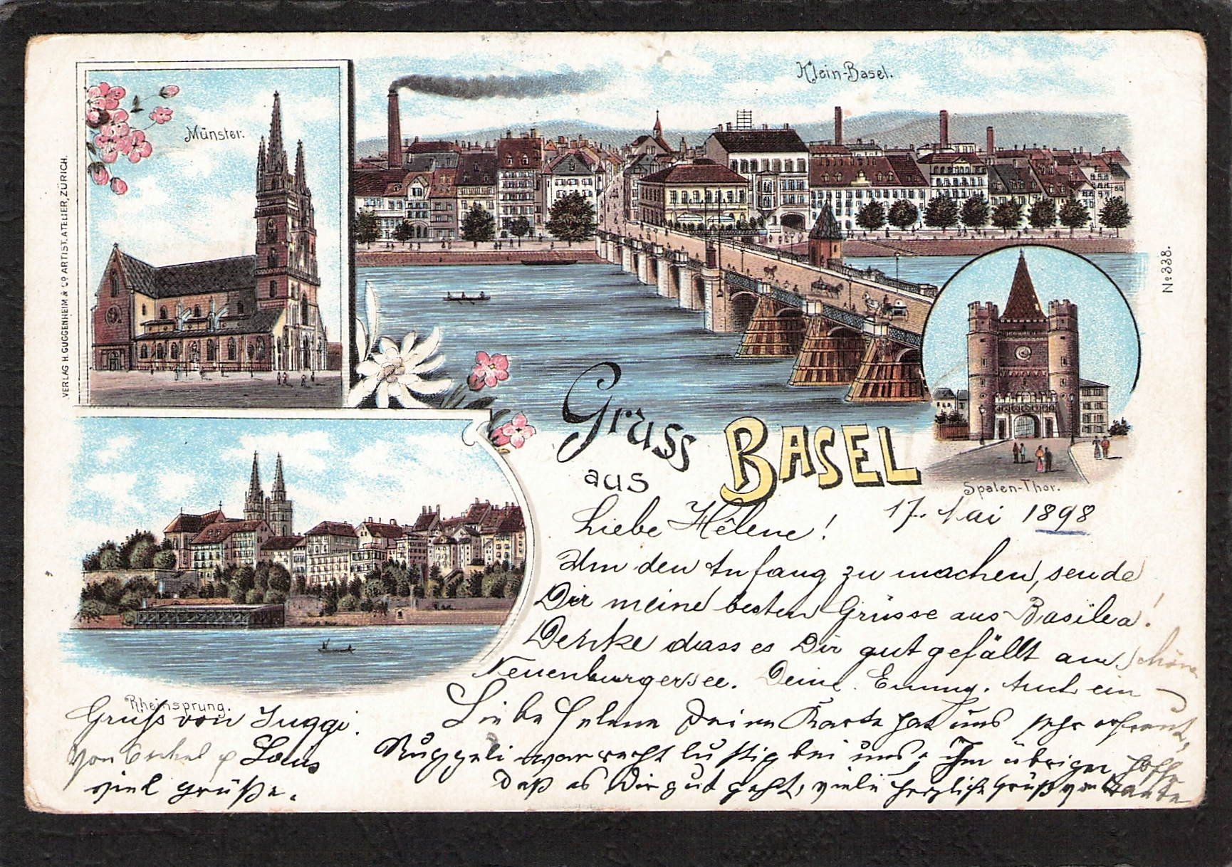 Ansichtskarten: Lithografie: Gruss aus Basel , gel. 1898 – Gebraucht aus Reichenburg von Pipo-67