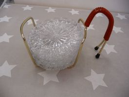 Glasuntersetzer mit Halter Vintage 50er 60er Jahre DEFEKT