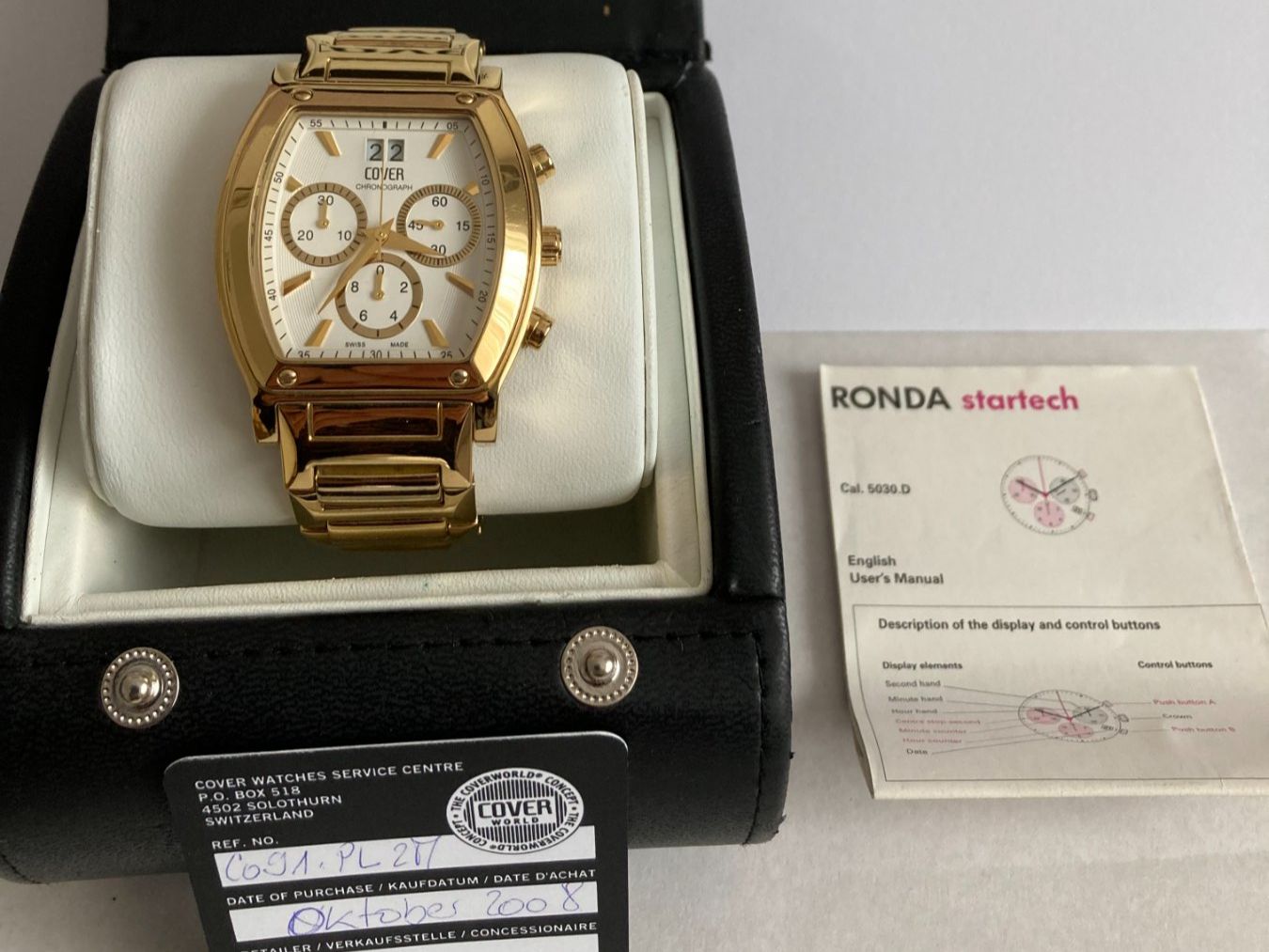 Uhren: Cover Chronograph goldfarbig CO91.PL2M – Gebraucht aus Bettlach von mir_9g9w