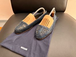 PRADA Ballerinas geflochtenes Leder blau 39 gut erhalten