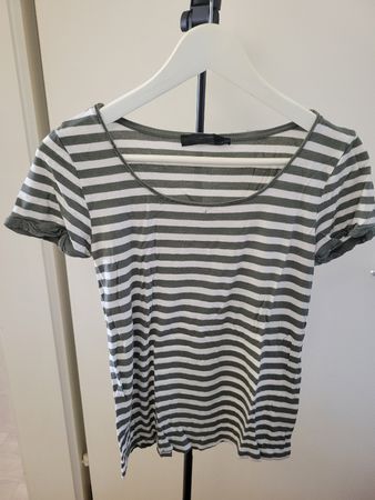 Damen T-Shirt Hallhuber gestreift grün weiss Grösse M