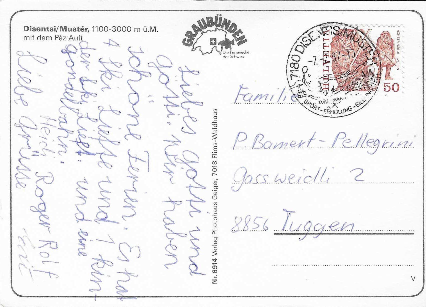 Ansichtskarten: Disentis/Mustér GR – Gebraucht aus Rothrist von Stranglehold 1