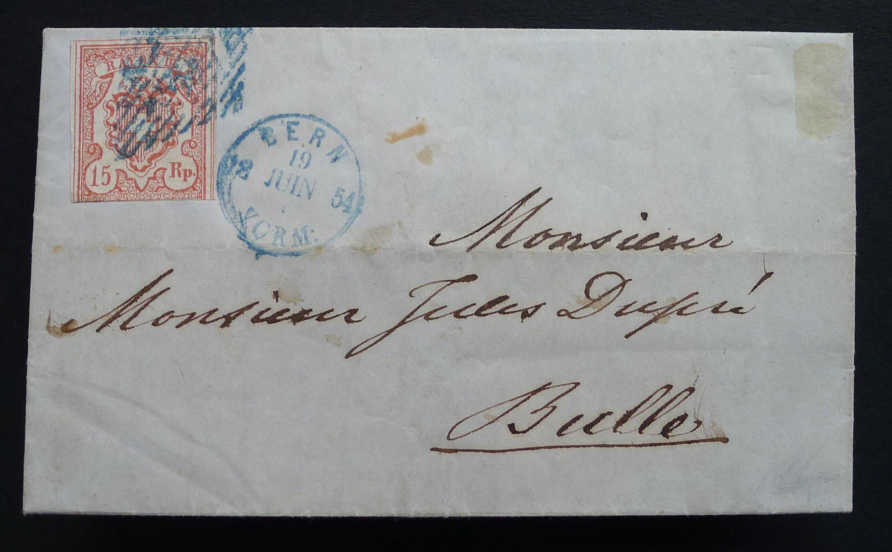 Alle Briefmarken: RAYON III, Brief von BERN nach BULLE BE, 1854 – Gebraucht aus Ebikon von SilvioFreund