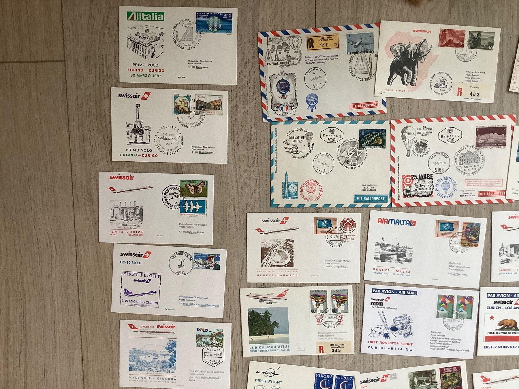 Tutti i francobolli: 60 Flugpostbriefe 1962 - 1992 – Usato da St. Gallen venduto da herbrig2 5
