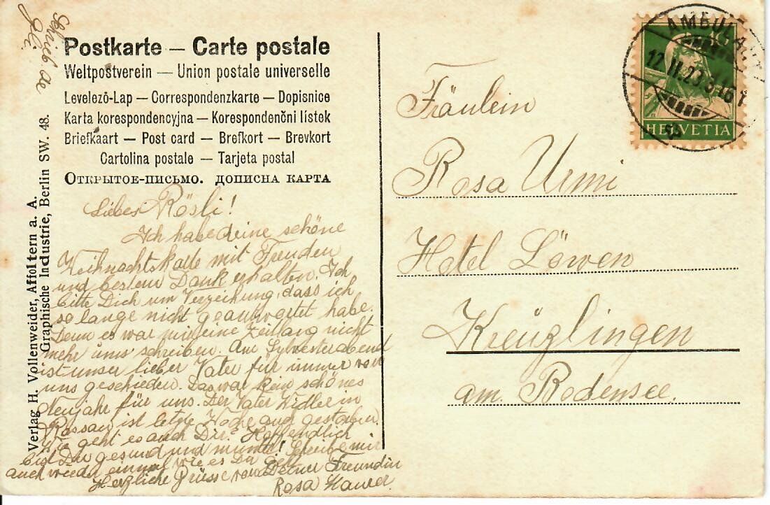 Ansichtskarten: Affoltern am Albis  1923 – Gebraucht aus Hochdorf von Ziegel-16 1