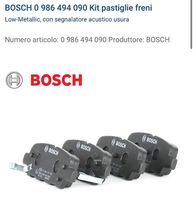 Kit pastiglie freni BOSCH 0 986 494 090