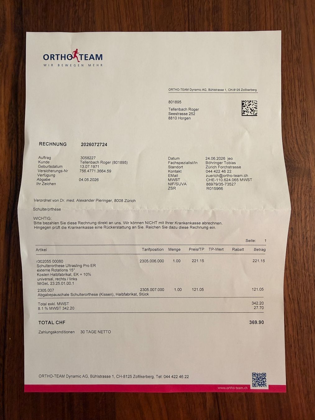 Attrezzature mediche: Schulterorthese pro ER rechts / links – Usato da Horgen venduto da Triathlet13 4