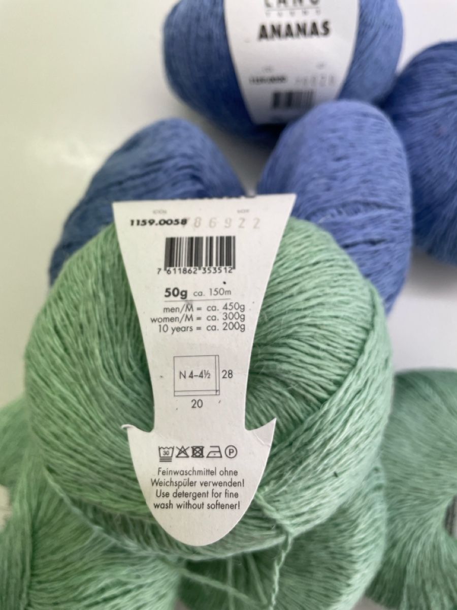 Lang Yarns Lana: Wolle Lang Ananas hellgrün und hellblau neu – Nuovo (secondo la descrizione) da Lohn Ammannsegg venduto da ant_5l6r 1