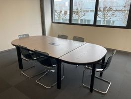 Table de conférence modulable et 6 chaises, gris, bon état